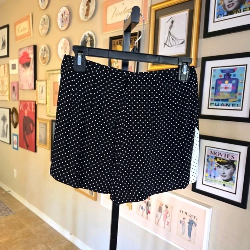 80s Black and‎ White Polka Dot Cropped Jacket High Waist Short Set
